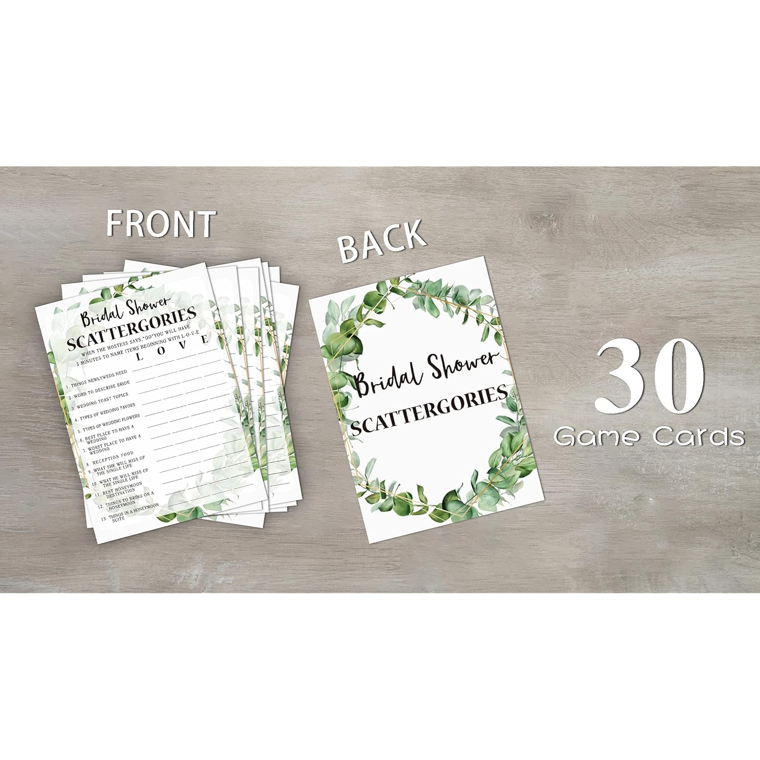 Bridal Shower Game Cards, Bridal Shower Game, Tropical Jungle Theme Engagement Party Cards For Wedding, Set Of 30 Cards(Leaf005)