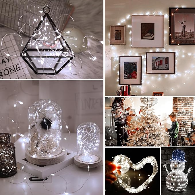 12 Pack Battery Operated Fairy Lights 7FT 20 LED White Mini String Lights Waterproof 3 Modes Twinkle Lights for Bedroom Christmas Party Easter Halloween Decor Indoor Outdoor