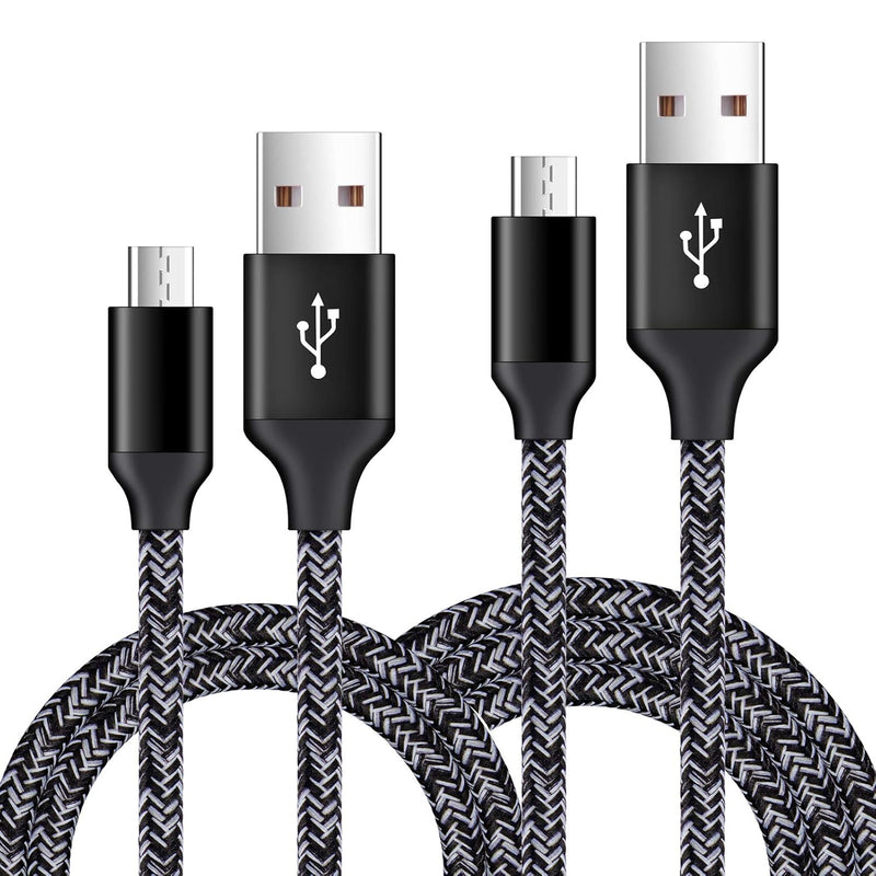 Short Micro Usb Cable 2-Pack, 1.6+3Ft Phone Charger Power Cords Android Fast C