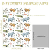 White Animals Wrapping Paper For Kids - Jungle Safari Gift Wrap With Cute Tiger, Zebra, Rhino, Monkey, Crocodile Design For Kids’ Birthday, Baby Shower - 28×40 Inches, 4 Folded Sheets