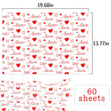 60 Sheets Red Love Tissue Paper Bulk,14" X 20",White With Red Love Heart Design Tissue Paper For Gift Bags, Birthday,Valentine'S,Mother'S Day,Weddings