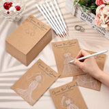 60 Sets Guess The Dress Bridal Shower Games For Guests Include 60 Pcs Wedding Shower Games Cards And 60 Pcs Pencils Fun Wedding Party Supplies Games Ideas (Brown,Long Pencil)