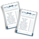 Bow-Tie Guess The Price Baby Shower Games - 25 Cards - Little Man Themed Baby Shower Game Ideas - Navy And Grey 4X6 Card Set For Boys