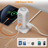 Tower Surge Protector Power Strip with 11 Outlets 3 USB Ports 1 USB C 6FT Flat Plug Extension Cord 1050J