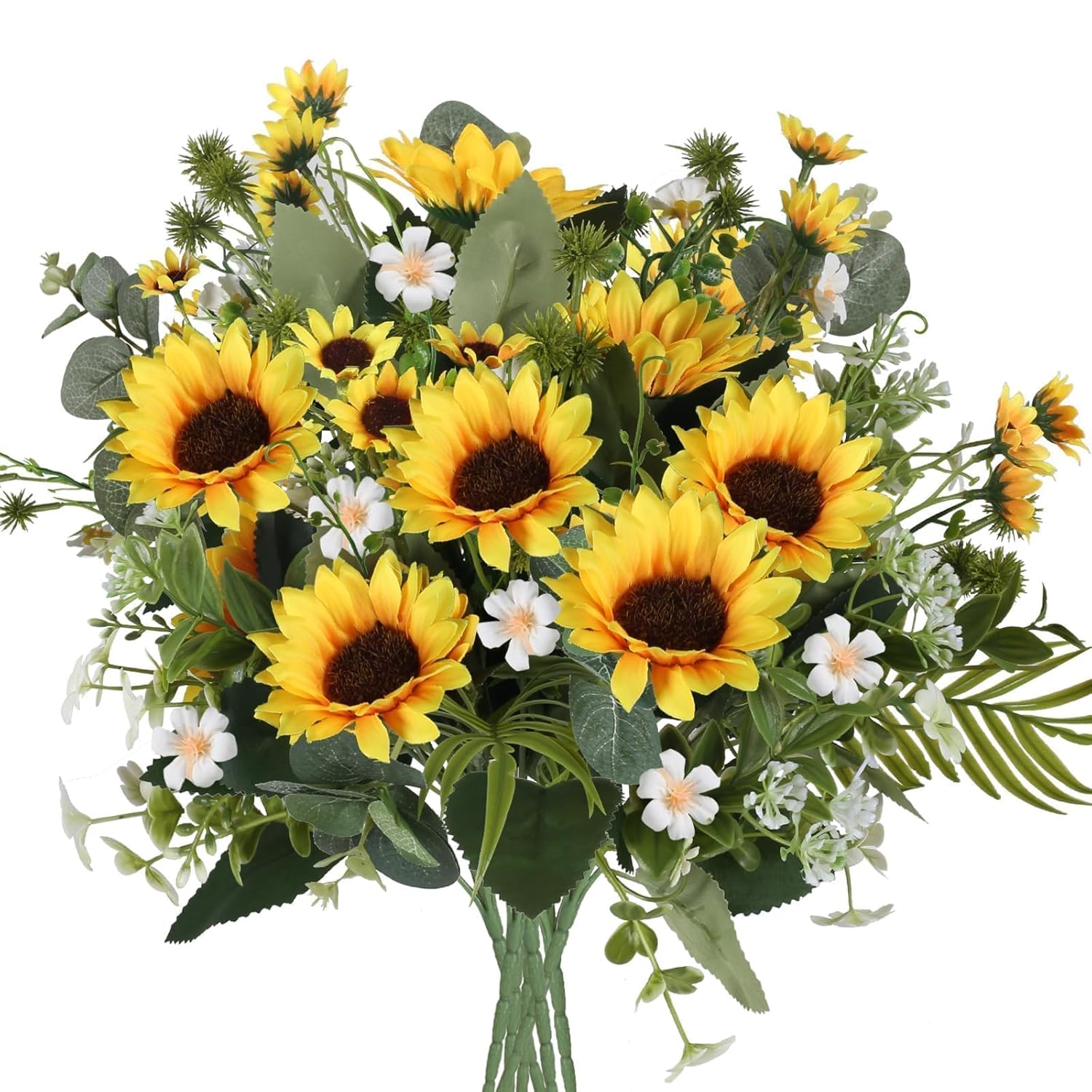 Sunflowers Artificial Flowers Fake Sunflower Bouquet 8 Bunches Spring Flowers Realistic Silk Flower Arrangements For Table Centerpieces Kitchen Wedding Home Decor