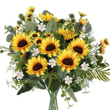 Sunflowers Artificial Flowers Fake Sunflower Bouquet 8 Bunches Spring Flowers Realistic Silk Flower Arrangements For Table Centerpieces Kitchen Wedding Home Decor