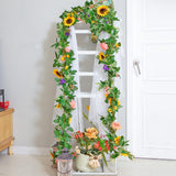 Artificial Flower Garland, Sunflower & Rose Vines, Boho Wedding & Birthday Decor, 6Ft Straight, Pink & Yellow, Fabric & Plastic