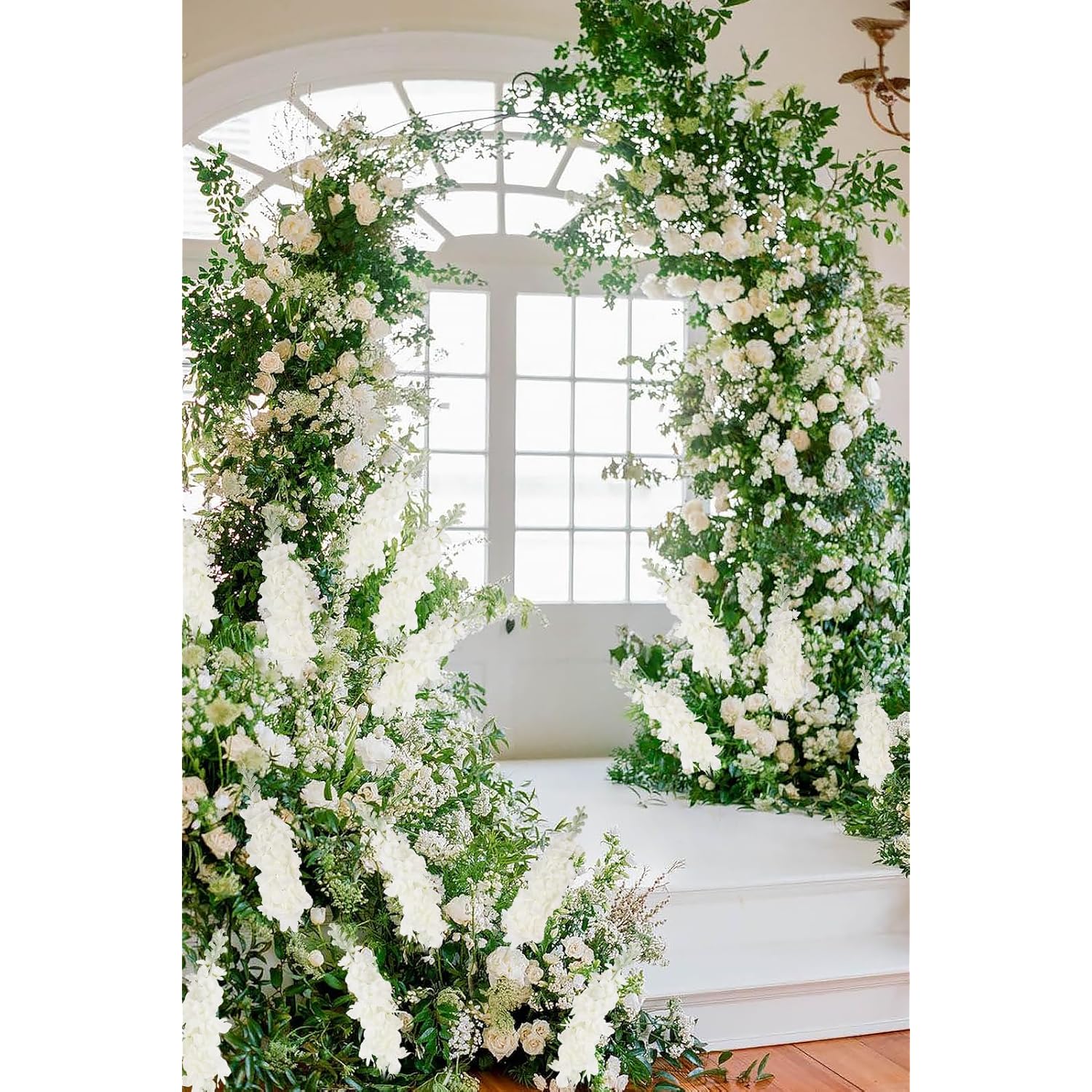 6Pcs Delphinium Artificial Flowers White 34.6'' Faux Larkspur Silk Flowers Long Stem Fake Snapdragon Realistic Flowers For Tall Floor Vase Home Kitchen Wedding Table Centerpieces Outdoor Decor (White)