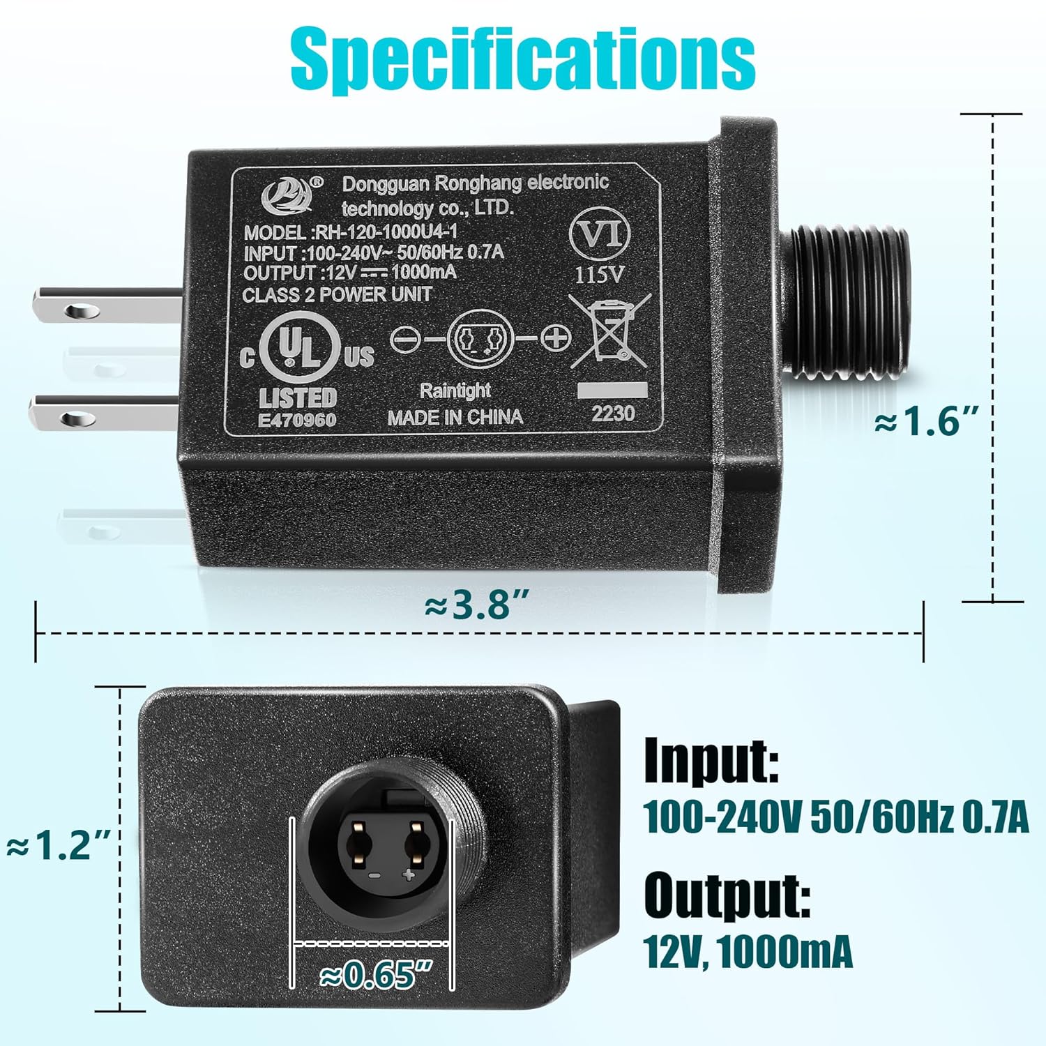 4 Pcs Replacement Yard Inflatable Adapter Power Supply Adaptor 12Vdc 1.0A Class 2 Power Supply For Halloween Christmas I