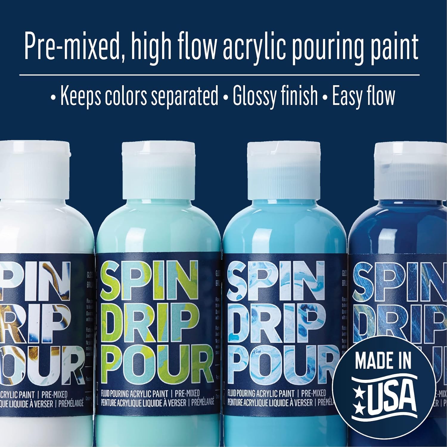 FolkArt Drizzle Pre-Mixed Acrylic Pouring Paint Set, Surf's Up Set of 4 Premium High Gloss Finish Fluid Pouring Paints Perfect for Indoor & Outdoor Arts and Crafts Projects, 50414