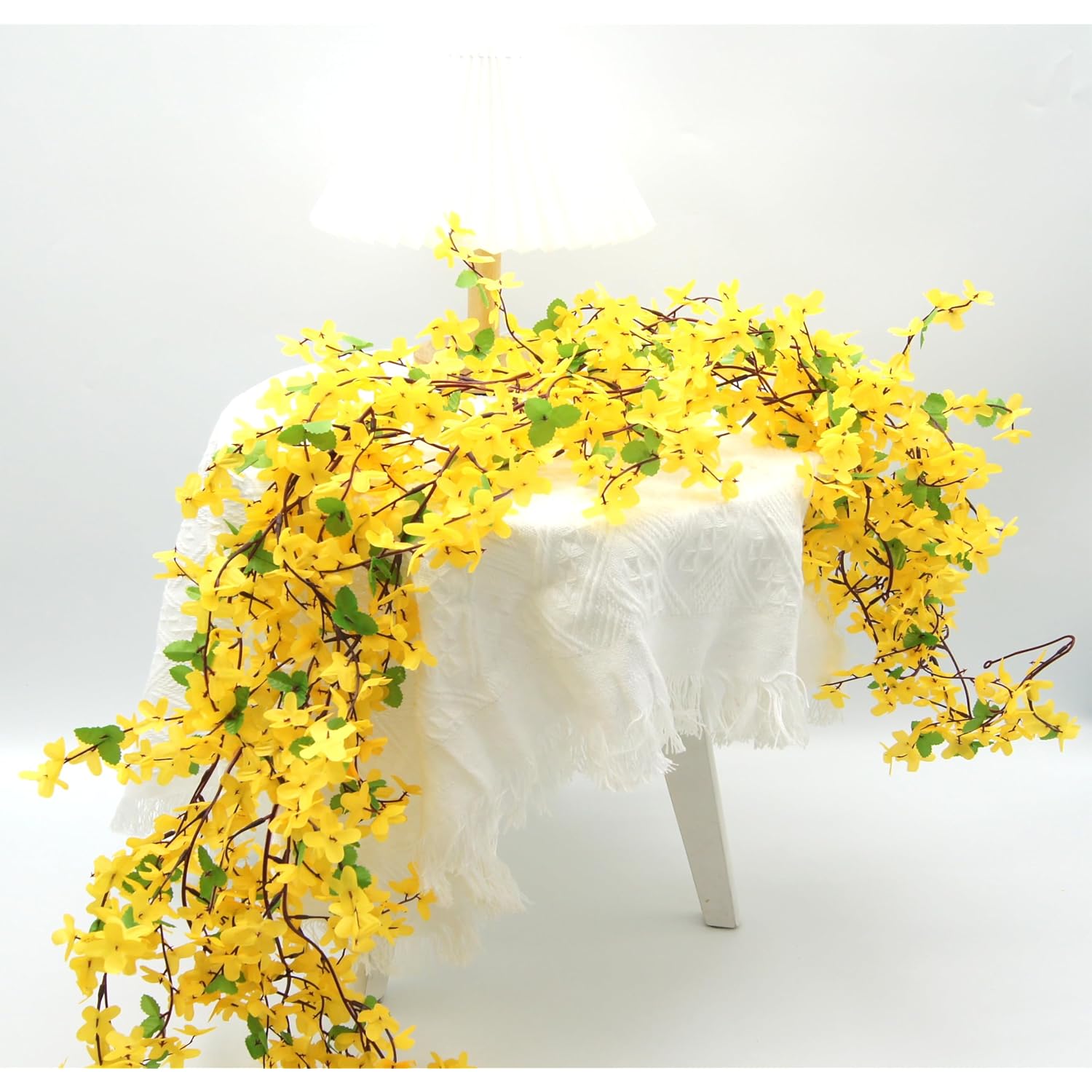 4Pcs Artificial Flowers Vine Spring Yellow Silk Flowers Garland Artificial Jasmine Vines For Decoration Fake Flower Vine Hanging Ivy For Home Indoor Outdoor Wall Party Wedding Arch