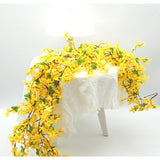 4Pcs Artificial Flowers Vine Spring Yellow Silk Flowers Garland Artificial Jasmine Vines For Decoration Fake Flower Vine Hanging Ivy For Home Indoor Outdoor Wall Party Wedding Arch