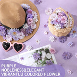 100 Pcs Fake Flower Heads For Crafts Mini Flower Heads Faux Rose Artificial Daisy Blossom Decorative Flowers For Home Bride Bridesmaid Wedding Centerpieces, 2-7 Cm(Purple)