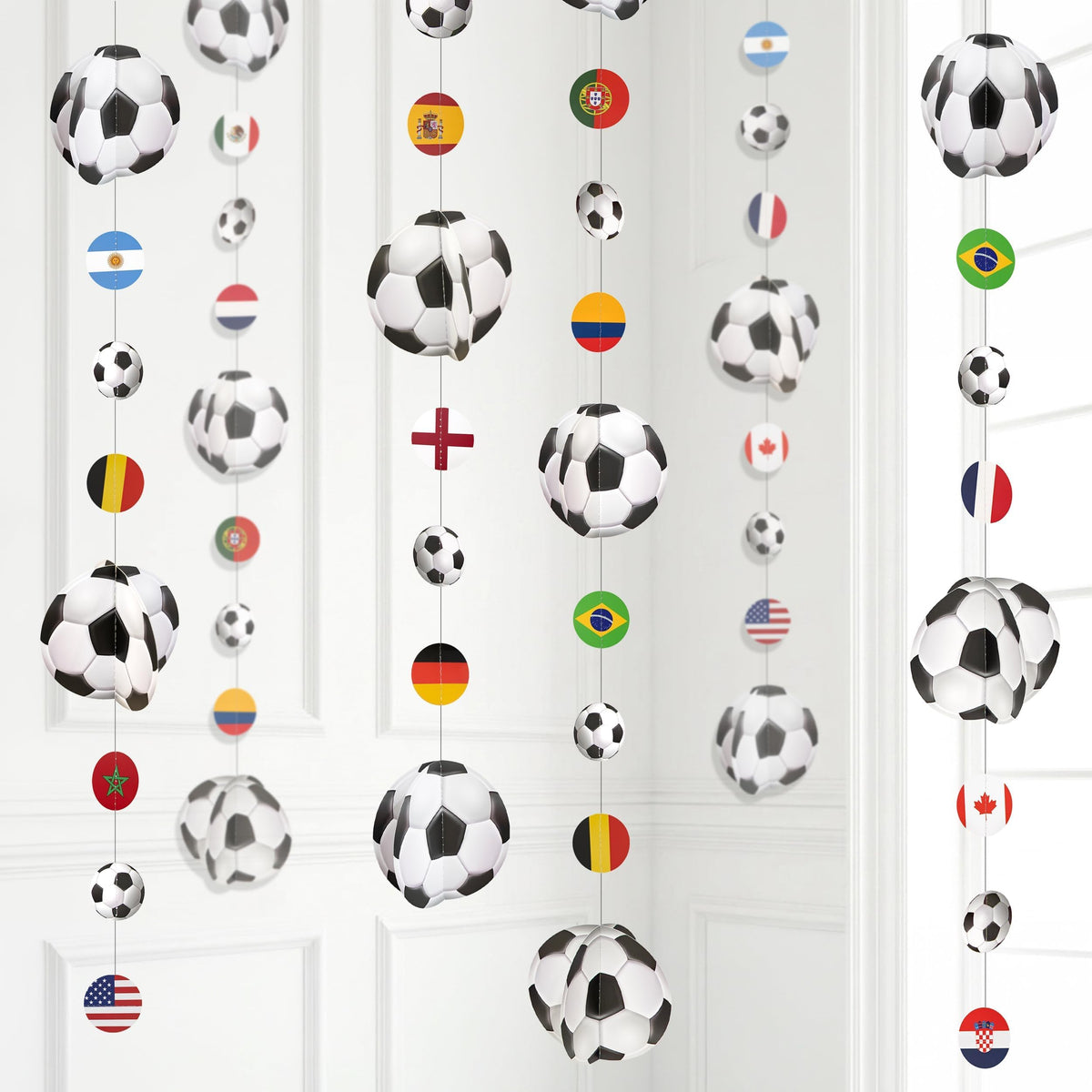 3D 2026 World Cup Theme Birthday Party Decorations Soccer Garland Soccer Party Decorations Boy Game Day Football Banner Sports Themed Hanging Streamers Photo Backdrop Sports Decor Supplies
