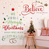 Christmas Decal Stickers New Year Happy Believe Quotes Wall Decals Reindeer Tree Vinyl Art Decor Removable Modern For Party Supplies Home Window