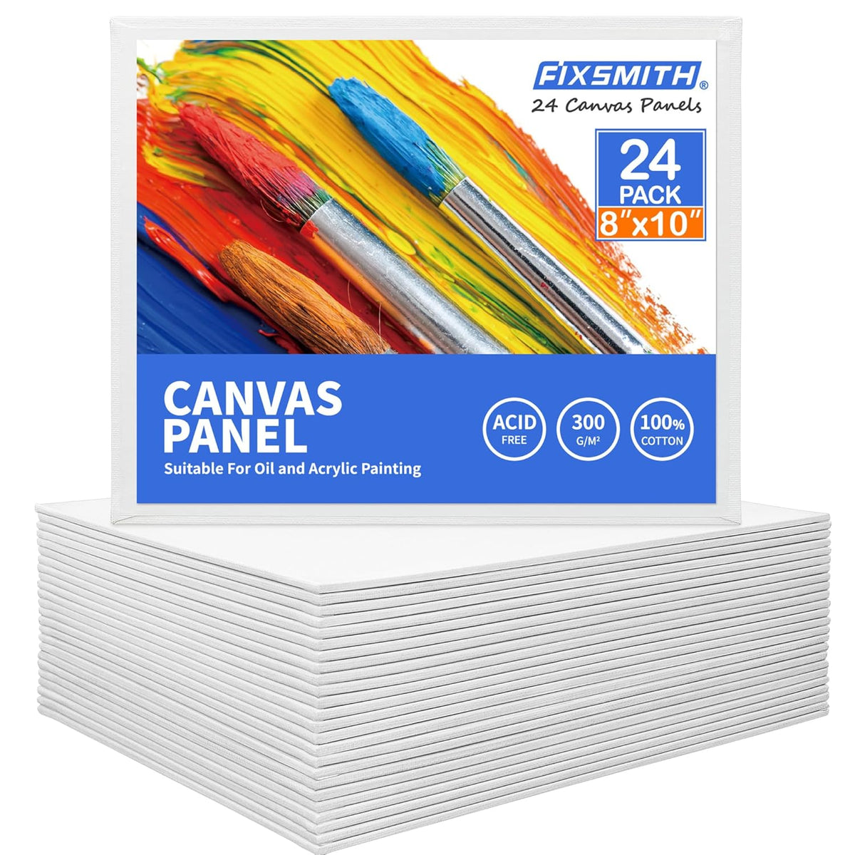 Canvas Boards For Painting 8X10 Inch, Super Value 24 Pack Paint Canvases, White Blank Canvas Panels, 100% Cotton Primed, Painting Art Supplies