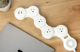 Flexible Surge Protector Power Strip with 4 Outlets 2 USB Ports and 6FT Flat Plug Cord White