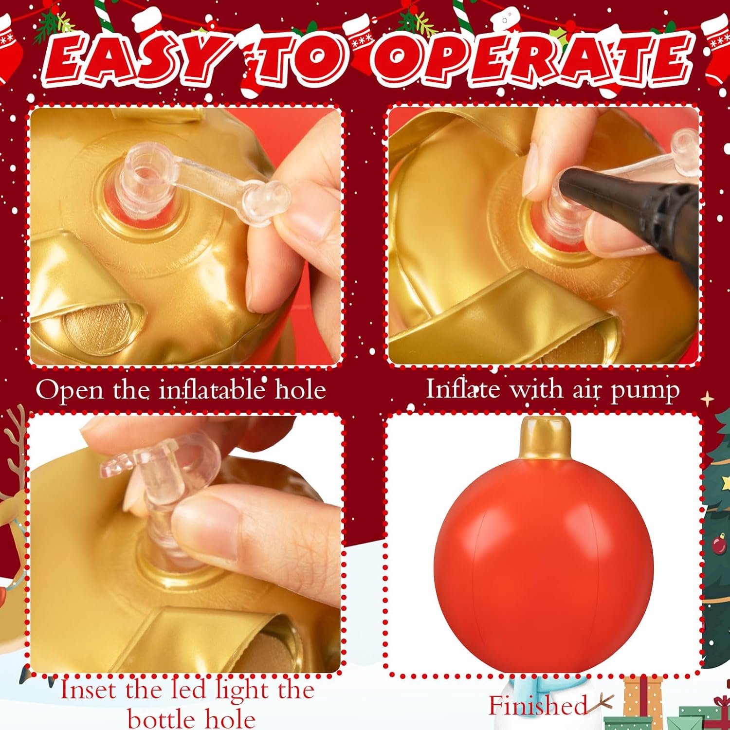 6 Pcs Large Inflatable Christmas Ball Christmas Blow Ball Decorations Pvc Inflatable Ornaments Christmas Tree Yard Lawn