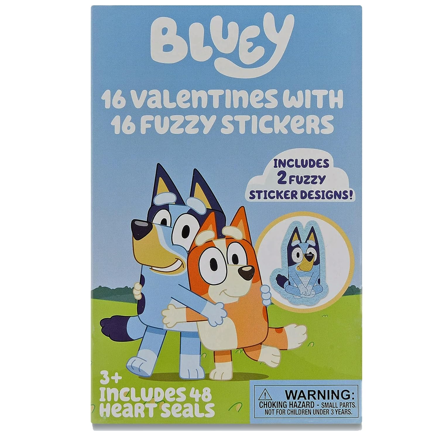 Paper Magic Group Bluey Valentine's Day Cards and Bluey Fuzzy Sticker Set - Valentine Exchange Cards
