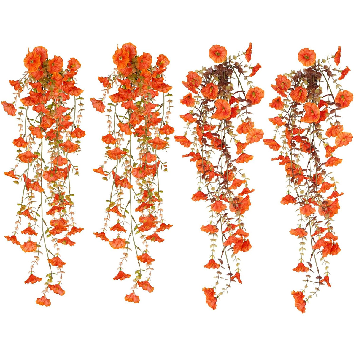 4Pcs Artificial Fall Flowers Fake Hanging Mums Plants For Autumn Outdoor Indoor Home Gardens Door Window Porch Decor