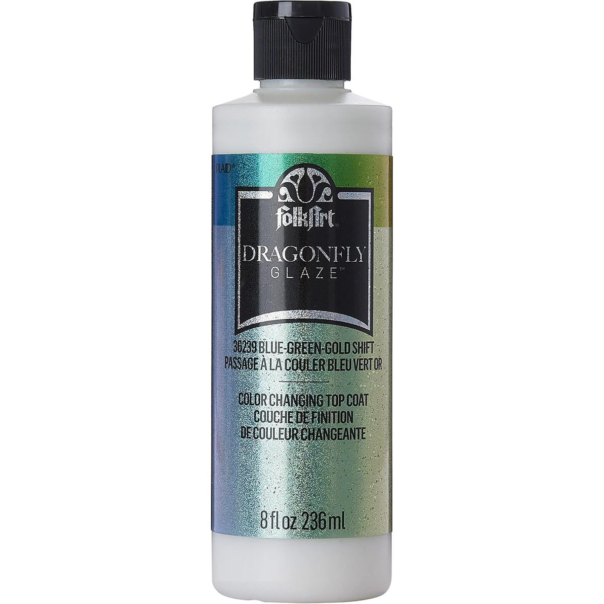 FolkArt Dragonfly Glaze Assorted Acrylic Craft Paints, Blue-Green-Gold Shift 8 fl oz Premium Acrylic Topcoat Paint, Perfect For Easy To Apply DIY Arts And Crafts, 36239