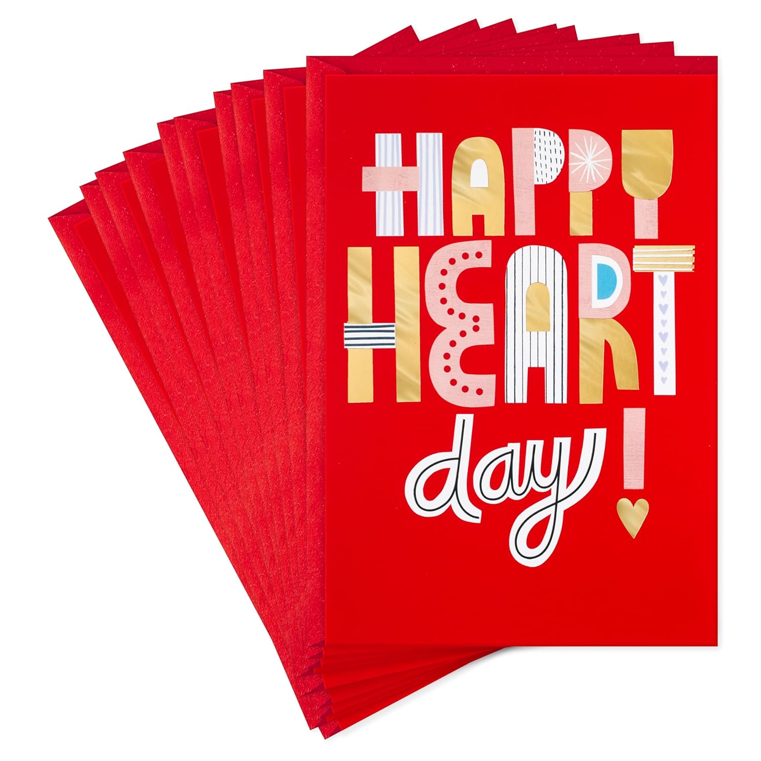 Hallmark Pack of Valentines Day Cards or Galentines Day Cards, Happy Heart Day (10 Valentine's Day Cards with Envelopes) (5VFE6119)
