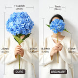 3 Pcs 26" Huge Extra Large Faux Silk Blue Hydrangea Artificial Flowers, Fake Flower With Long Stems, For Wedding Christmas Centerpiece Large Vase Home Decor