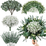 120 Pcs 4 Kinds Mixed Eucalyptus Greenery Stems, Baby Breath Flowers Artificial Bulk And Greenery Stems For Diy Bouquets Wedding Home Floral Decor (120 Pcs 4 Kinds Mixed Eucalyptus Greenery)