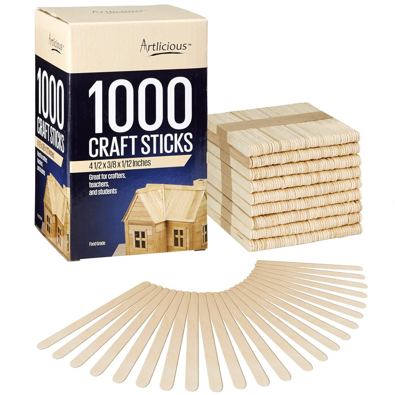 1000 Pcs Wood Craft Sticks, Popsicle Sticks For Crafts, Icecream Sticks, Woode