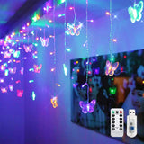 Butterfly Curtain Lights, 8 Modes 48Led Twinkle String Light With Remote 4.9Ft Usb Powered Window Fairy Light, Decorativ