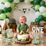 Camping 1St Birthday Wrapping Paper Roll For Boy, One Happy Camper Gift Wrap Paper With Tent Bear, 1 Year Old Gift Art Packing Paper For Baby Shower First Birthday'S Party, 17Inch X 16.5Feet