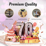 70Th Birthday Card For Women Her, Large 3D Pop Up 70Th Birthday Cards For Mom Grandma, Happy 70 Year Old Birthday Decorations For Wife Sister Funny Birthday Gifts, Back To 1956, Pink