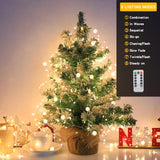 Copper Wire Firecracker Christmas Lights, 10Ft 200Led Battery Operated Twinkle Firecracker Fairy String Lights With Remo