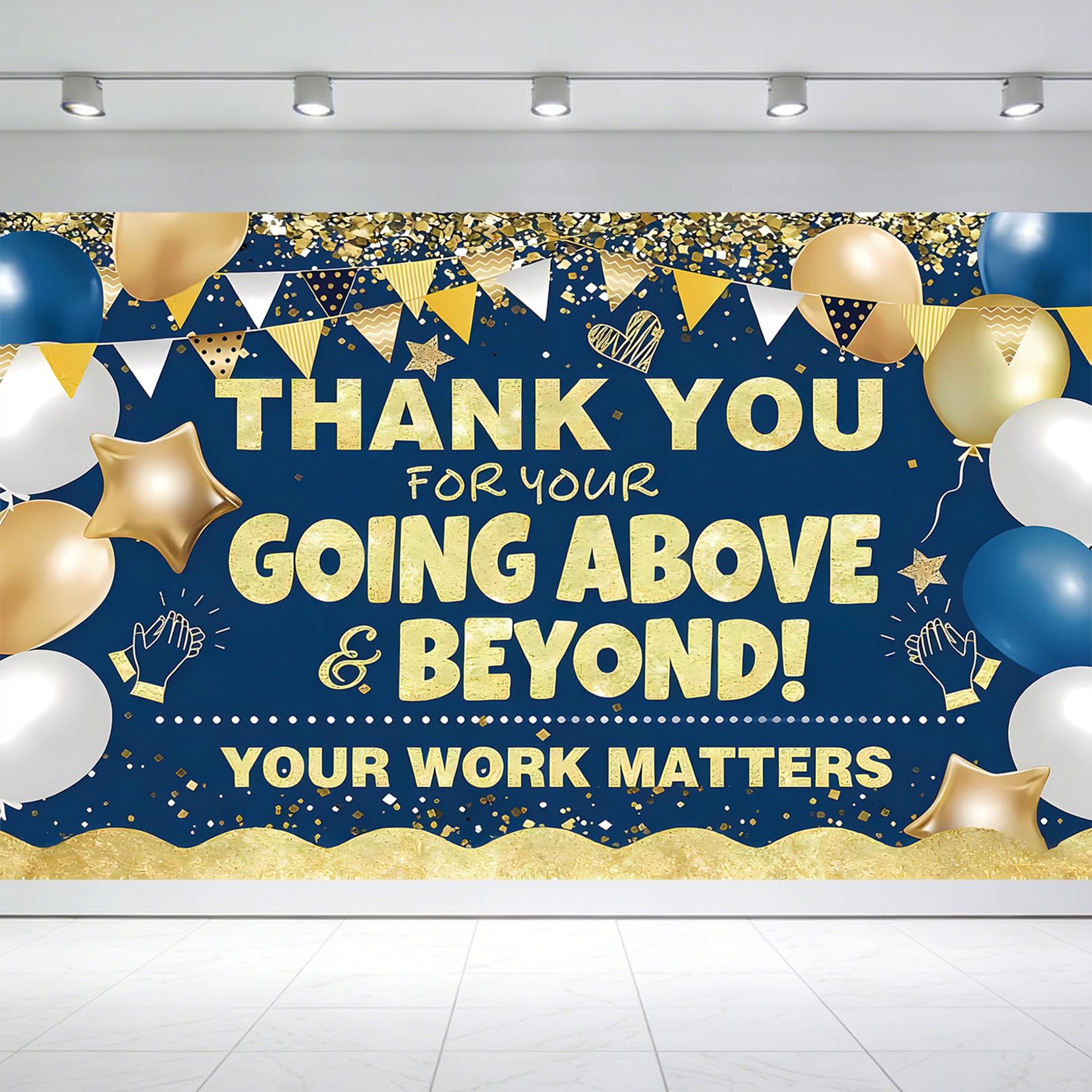 Large Employee Appreciation Banner - Thank You Backdrop for Staff Office