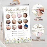 Wildflower Baby Shower Games, Beer Belly Game Cards, 25 Gender Neutral Cards With 1 Answer, Flower Gender Reveal Party Supply Kit, Baby Shower Decorations(5''X7'')-A22