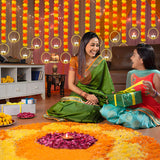 Marigold Garland For Decoration 5 Pcs Artificial Marigold Flowers, Indian Décor For Pooja, Diwali, Rangoli, Wedding, Christmas Decorations For Home (Ring, 50")