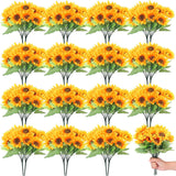 30 Bunches Sunflower Artificial Flowers, Each With 7 Heads, 11.8'' High Bride Holding Silk Bouquet Sunflower Decor Centerpieces For Tables Party Wedding Home Decor Craft