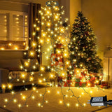 Christmas Tree Lights Indoor Outdoor, 280 Led Christmas String Lights 6.6Ft X 8 Lines With 8 Modes & Timer, Waterproof T
