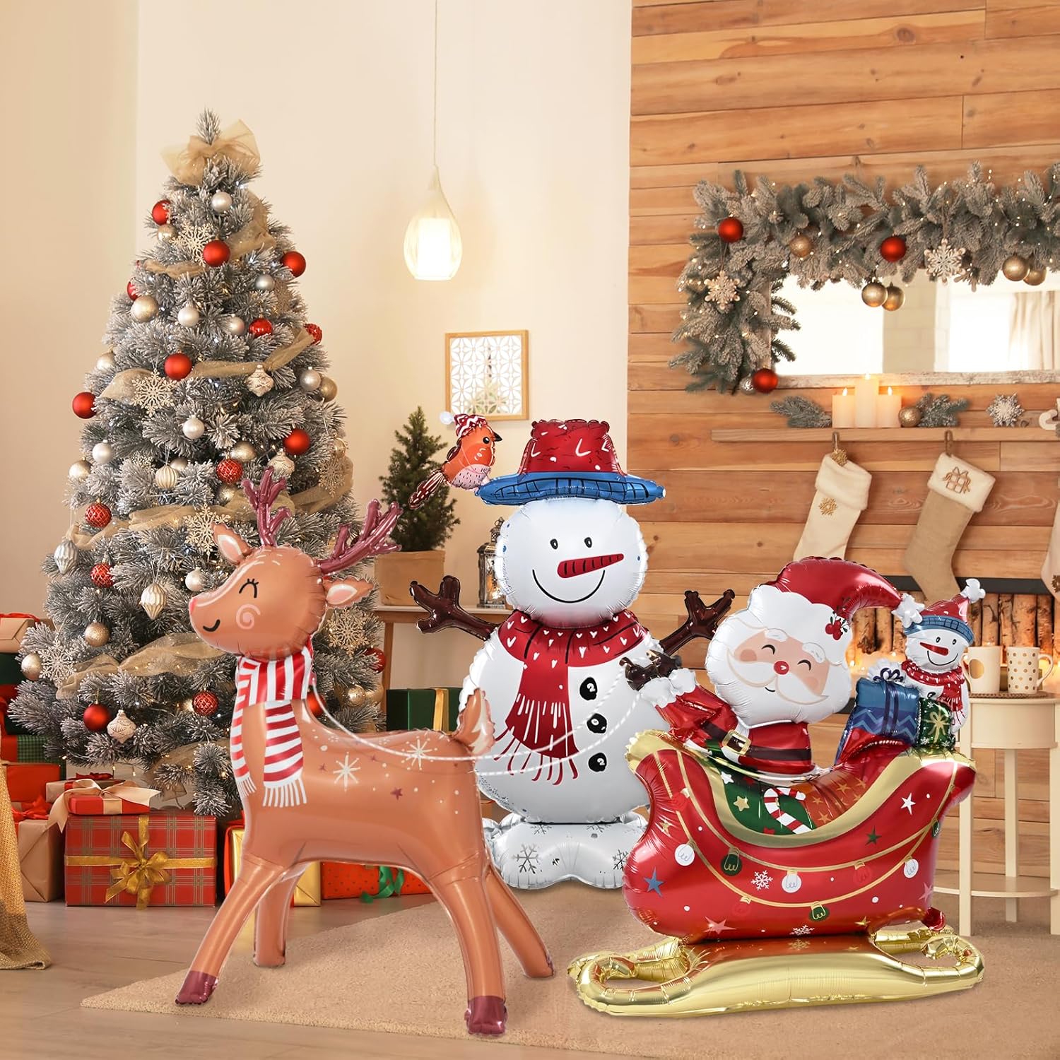 Merry Christmas Party Decorations : Christmas Party Supplies With Santa Claus, Snowman, & Christmas Tree Balloons For Festive Holiday Celebrations