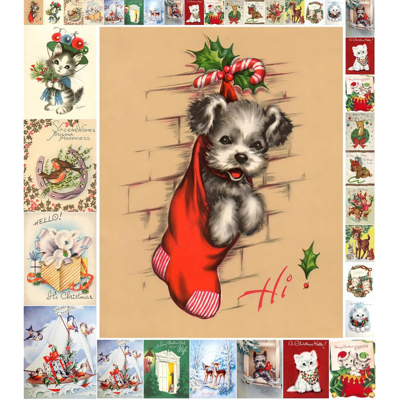 Decoupage Paper Pack (35 Sheets 6"X8") Cute Christmas Animals Vintage Styled C