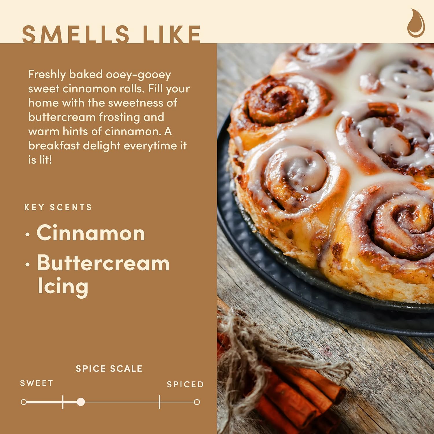 Cinnamon Rolls Fall Candles For Home Scented – Cinnamon And Buttercream Frosting – Perfect Home Décor Gifts For Autumn, Holiday, Christmas, Winter - 9Oz, Soy Wax, 50 Hour Burn