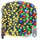 Outdoor Indoor String Lights Christmas 500Led Warm White Multicolor Fairy Lights 164Ft Green Wire Dimmable With Remote C