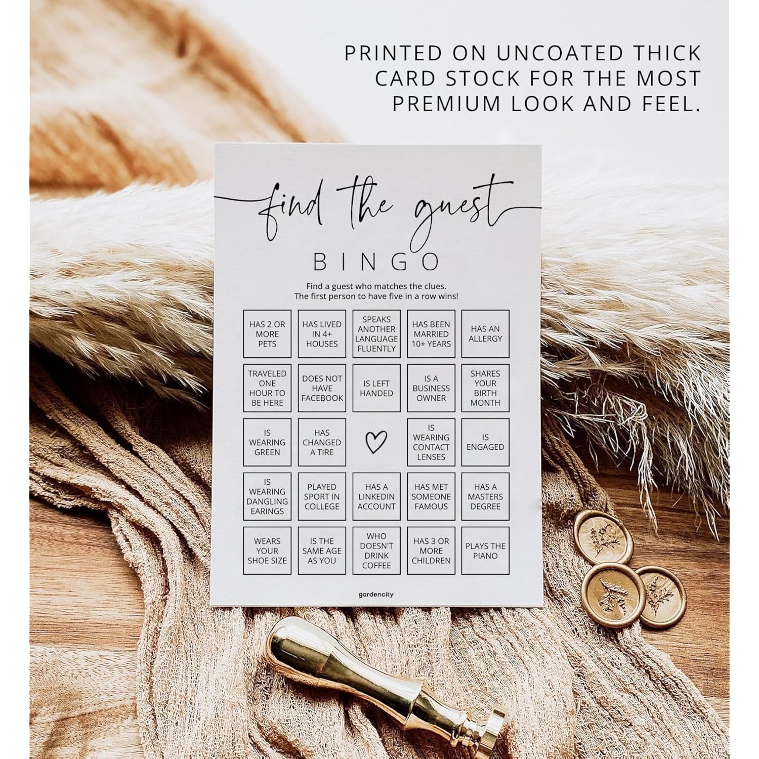 Find The Guest Bingo Game Cards, Baby Shower Bingo Game, Bridal Shower Games, 50 Unique Cards, Minimalist