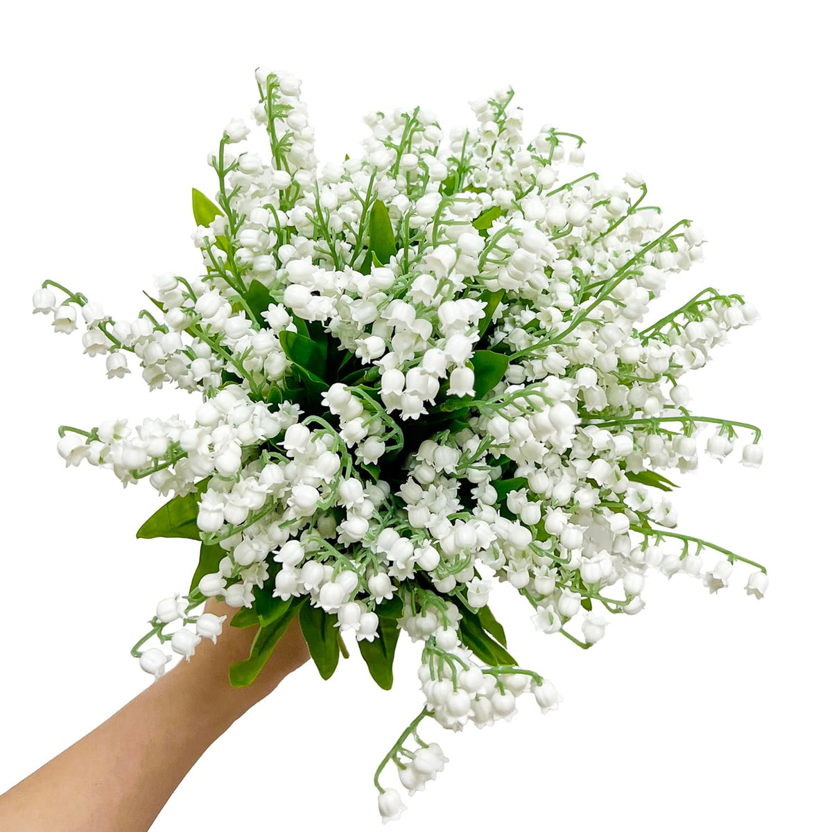 80 Branch Artificial Lily Of The Valley Flowers, Fake Faux Silk Lily Of The Valley Plastic Flower, Outdoor Bridal Wedding Bouquet For Home Garden Party Wedding Decoration (White)