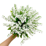 80 Branch Artificial Lily Of The Valley Flowers, Fake Faux Silk Lily Of The Valley Plastic Flower, Outdoor Bridal Wedding Bouquet For Home Garden Party Wedding Decoration (White)