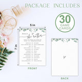 Would She Rather Bridal Shower Game - Greenery Eucalyptus - 30 Pcs Double-Sided Fill-In Wedding Game Cards For Newlyweds, Engagement Party Activities & Decorations -B01