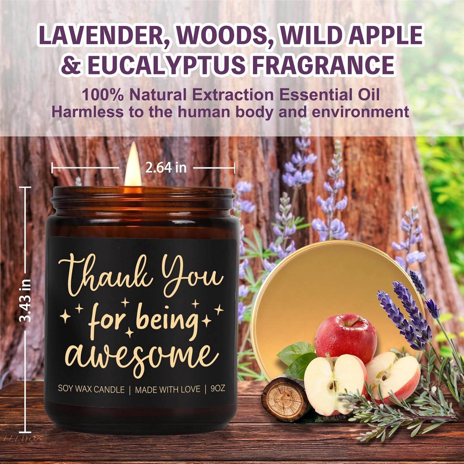 Thanksgiving Candle Gifts For Women, Thank You For Being Awesome Candle, Unique Thank You Candles For Her Him, Best Gratitude Birthday Christmas Candles Gift For Coworkers Friends Family Bestie Bff97