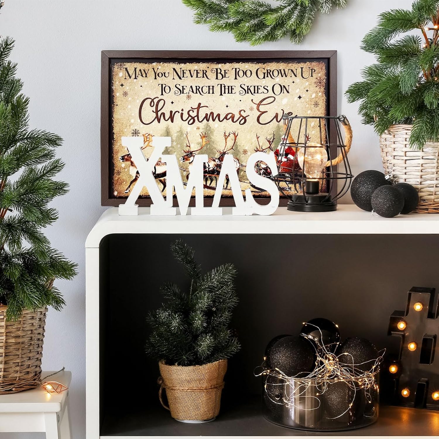 Christmas Mantle Table Centerpieces May You Never Be Too Old To Search The Skies On Christmas Eve Santa Claus Reindeer Wall Art Decor Aesthetic Pictures Wall Decor For Bedroom