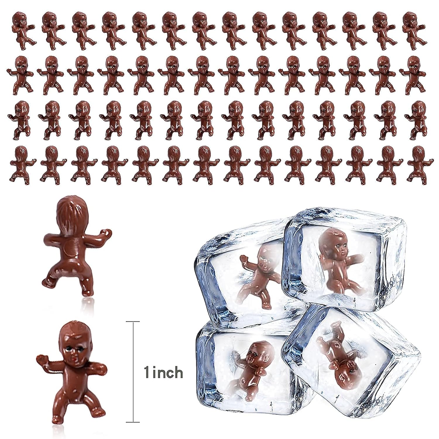My Water Broke Baby Shower Game With 80 Mini Plastic Babies, 3 Ice Cube Trays And 1 Sign, Used For Ice Baby Shower Games, Black