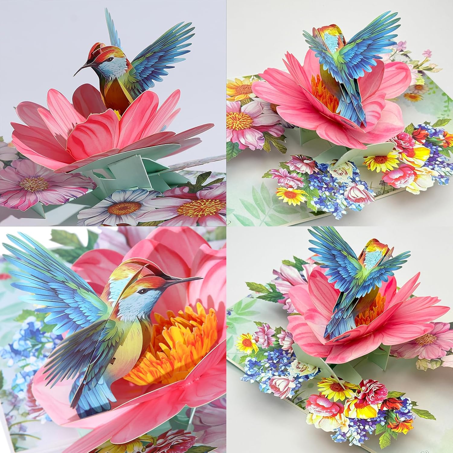 Greeting Cards Hummingbirds Flower, 3D Pop Up Birthday Gifts For Women Wife Mom Daughter Sister Aunt Grandmother, Anniversary Card, With Envelope (0685)